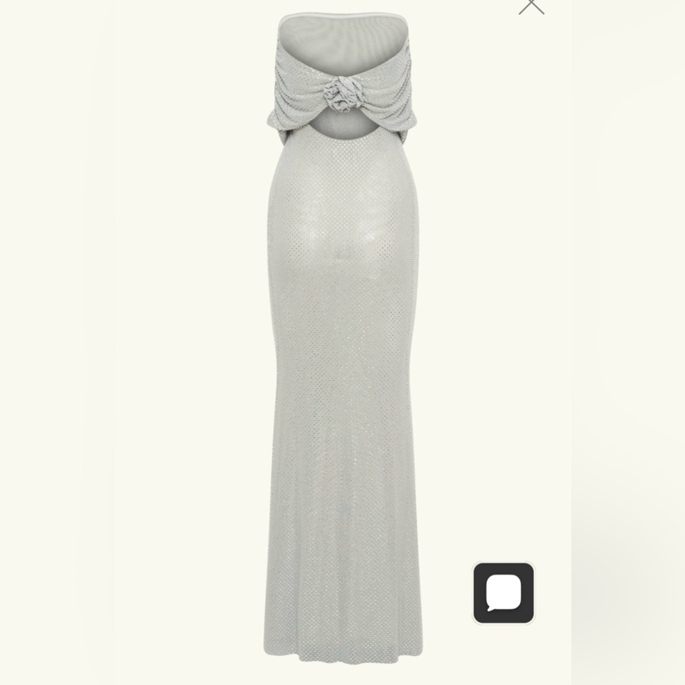 Meshki Diamanté silver maxi dress M glittery sequins - Picture 8 of 16